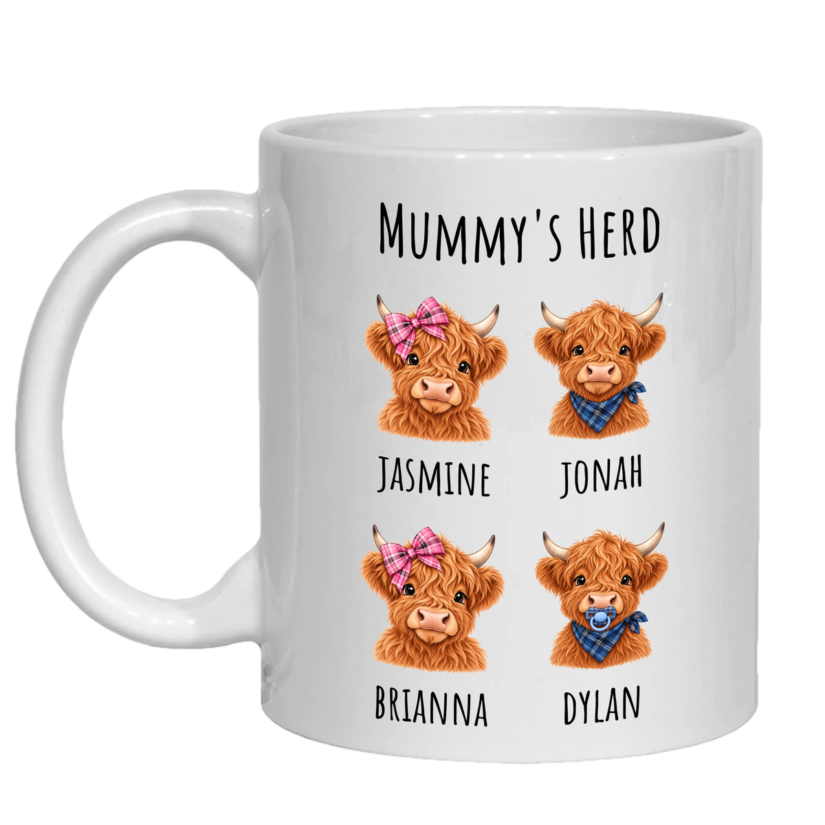 Personalised Nanny's Herd Mug Highland cow gift for granny, nana from grandchildren