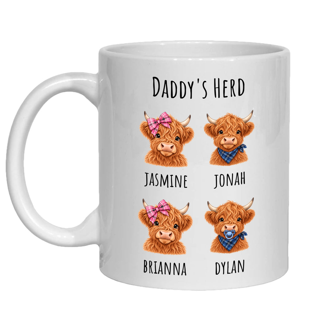 Personalised Nanny's Herd Mug Highland cow gift for granny, nana from grandchildren