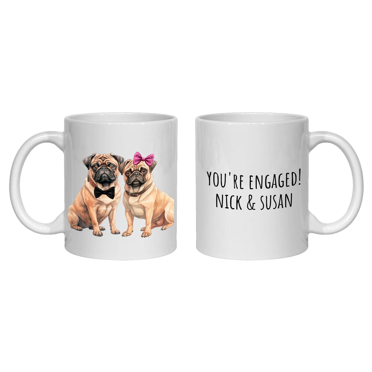 Pug Engagement Personalised Mug Dogs Gift