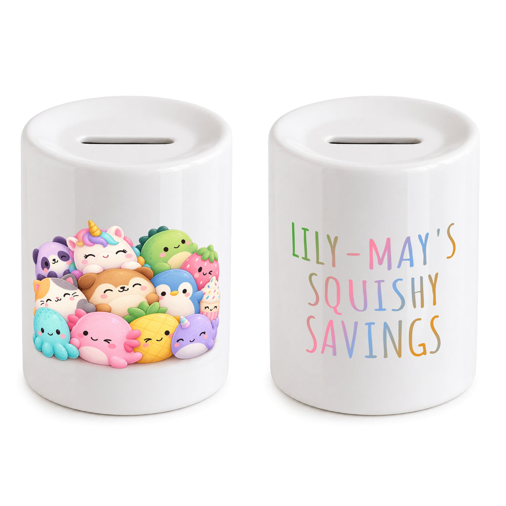 Personalised Squishy Money Box Savings piggy bank gift for child