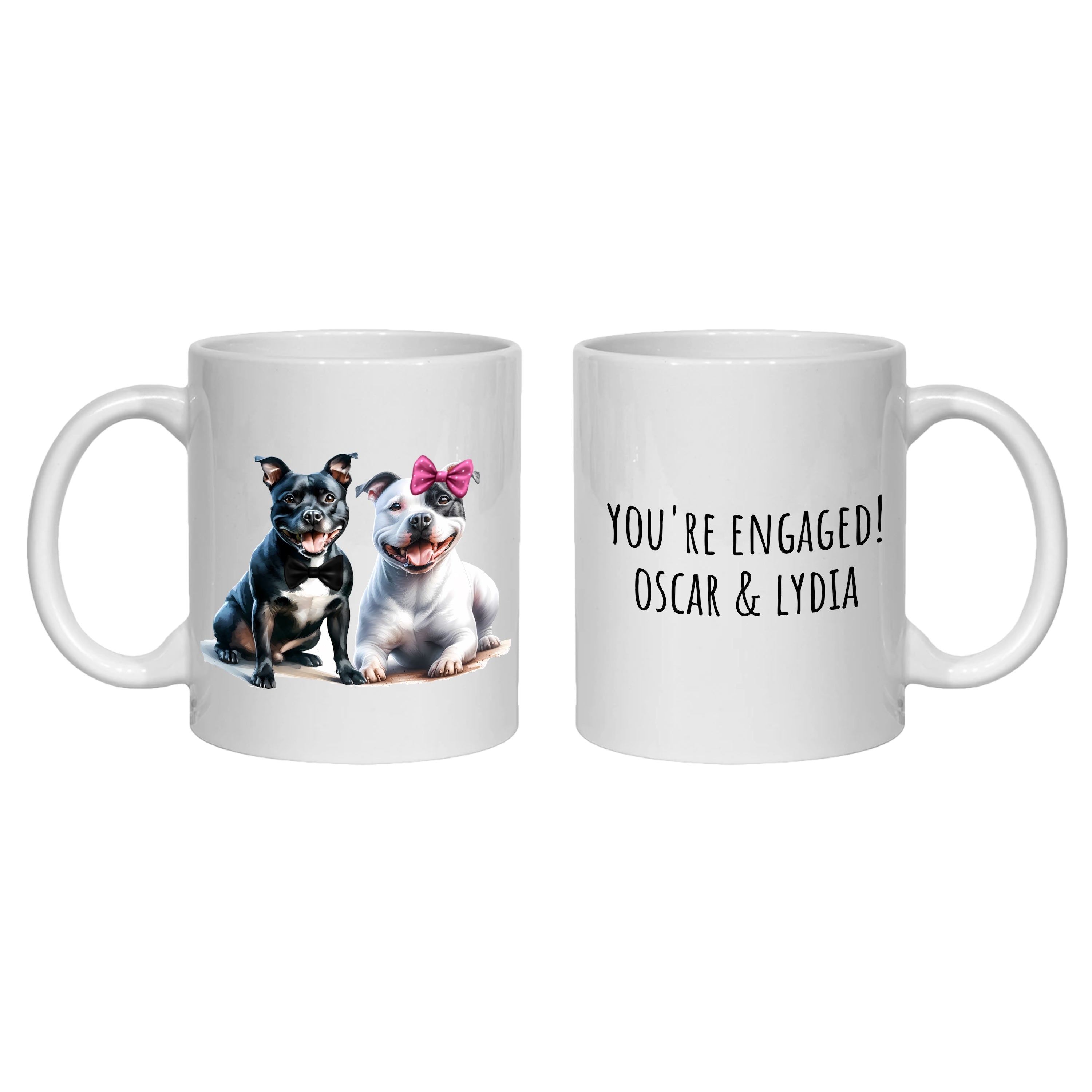 Staffordshire Bull Terrier Staffy Engagement Personalised Mug Dogs Gift